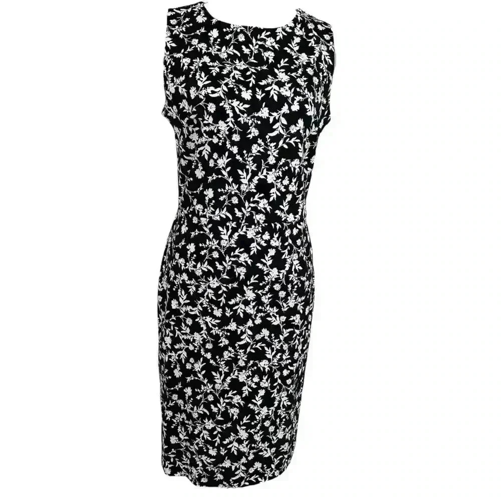 OLD NAVY Women’s Sleeveless Black and White Floral Dress Zipper Closure Size M